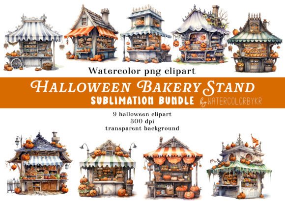 Download Watercolor Halloween Bakery Stand Bundle - Premium Bundle
