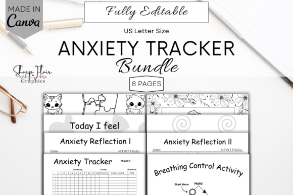 Download Anxiety Tracker Bundle | Canva Template - Anxiety tracker Collection