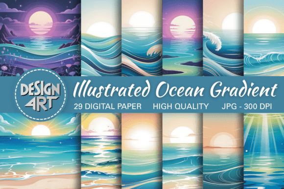 Download Illustrated Ocean Gradient Background - Gradient background Collection