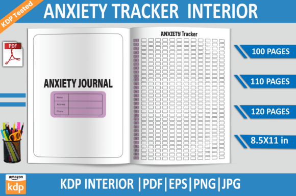 Download Anxiety Tracker| KDP Interior Template - Anxiety tracker Collection