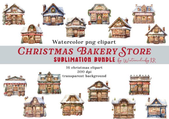 Download Watercolor Christmas Bakery Store Bundle - Premium Bundle