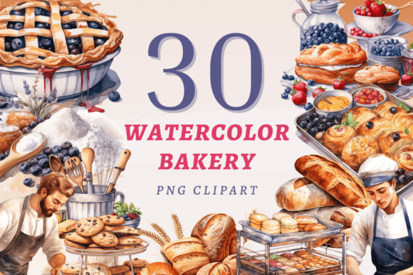 Download Watercolor Bakery PNG Bundle - Premium Resources